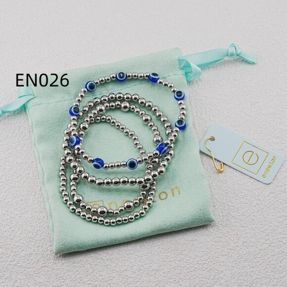 Enewton Platinum Bead & Blue Evil-Eye Bracelet Set - Picture 4 of 5
